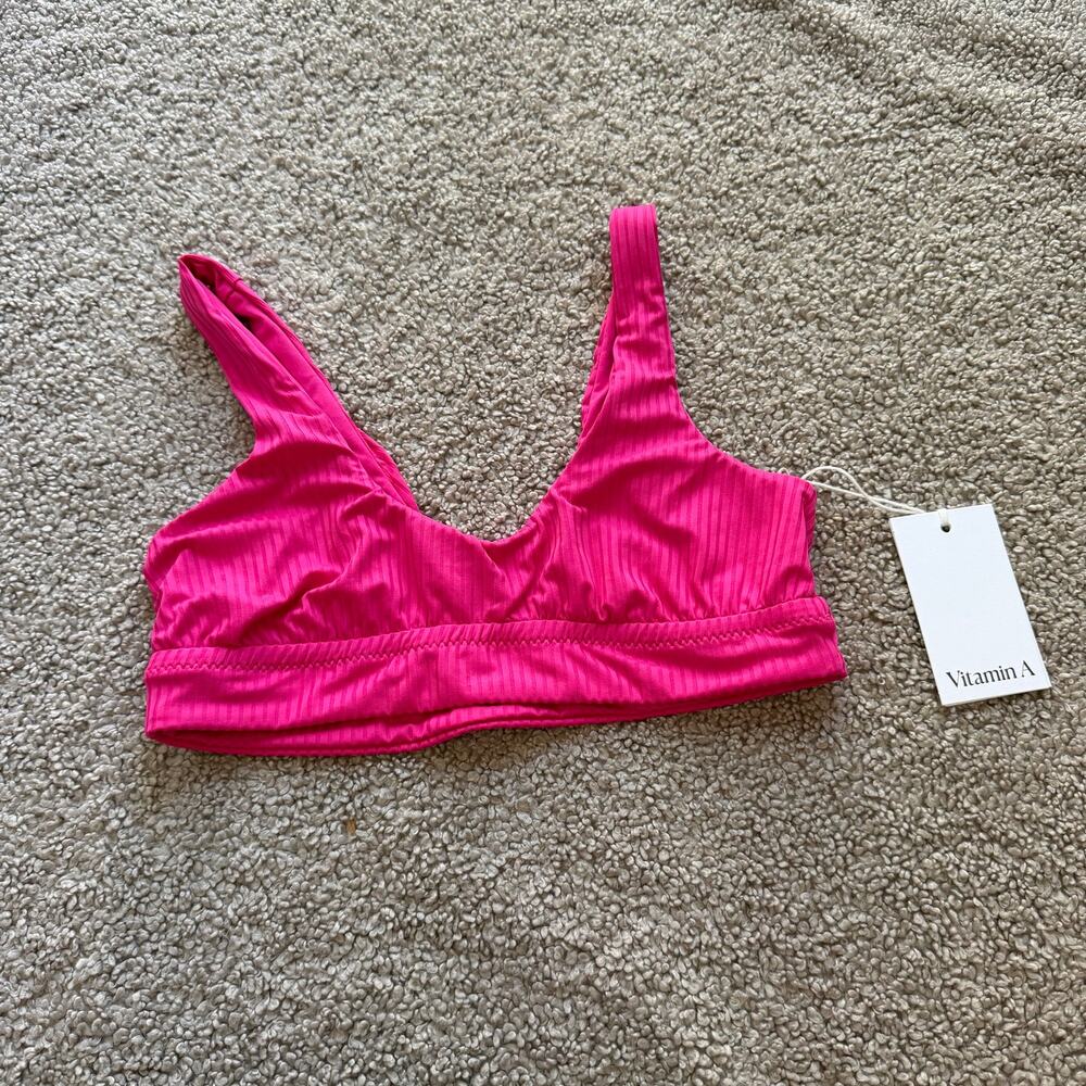 NWT Vitamin A Sienna Tank Bikini Top Zinnia Hot Pink Size Small